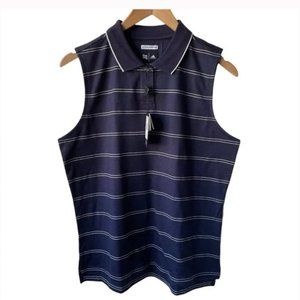Adidas Women's Striped Sleeveless Polo Shirt - Large - EUC